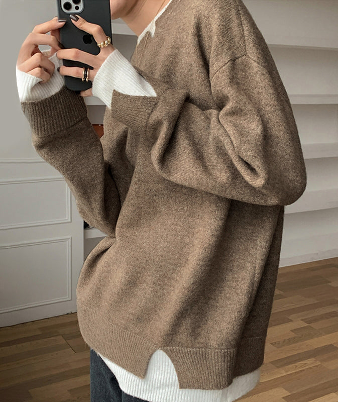 FallStil® - Stylish color block long sleeve sweater