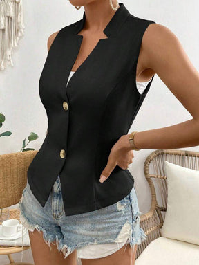 SpringStil® - Black sleeveless plain top