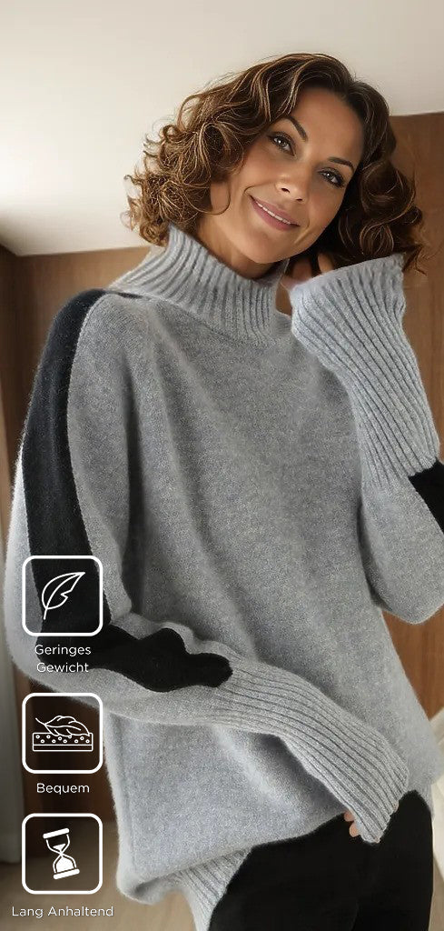 WinterStil® - Slate grey and black striped turtleneck sweater