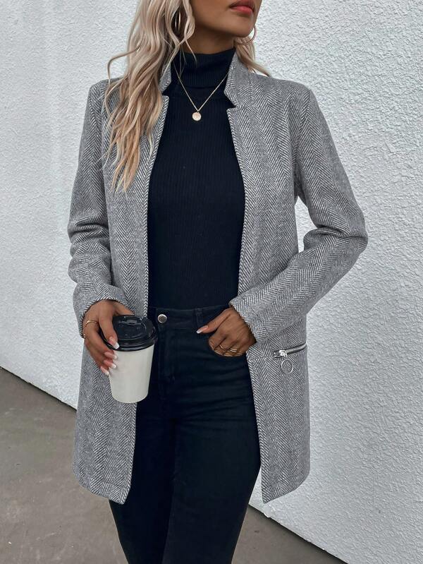 WinterTrend® - Stylish grey jacket with long sleeves