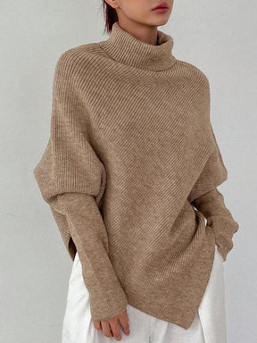 StrickSinn® - Apricot-colored plain sweater with turtleneck