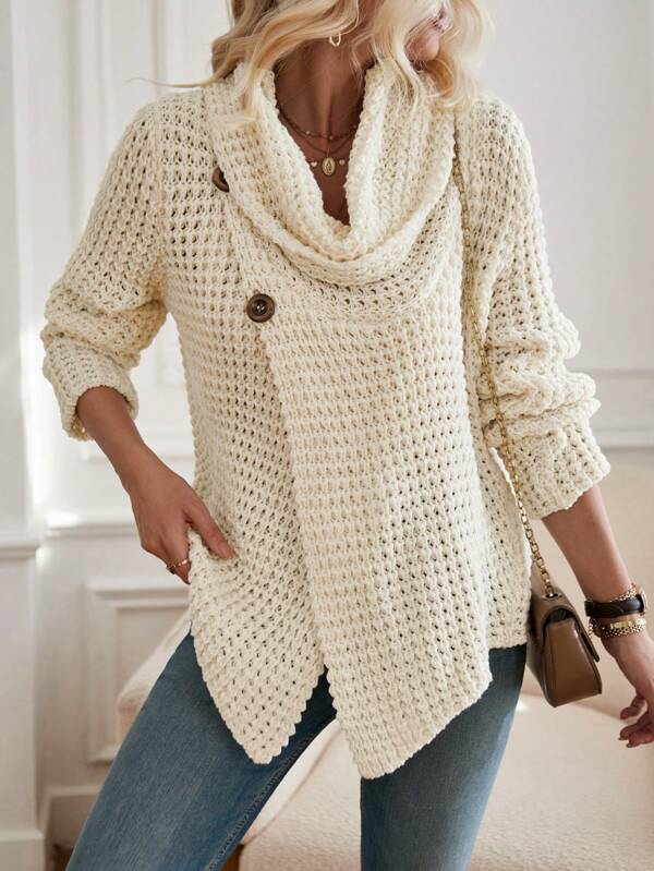 HerbstTrend® - Beige plain sweater with high neckline