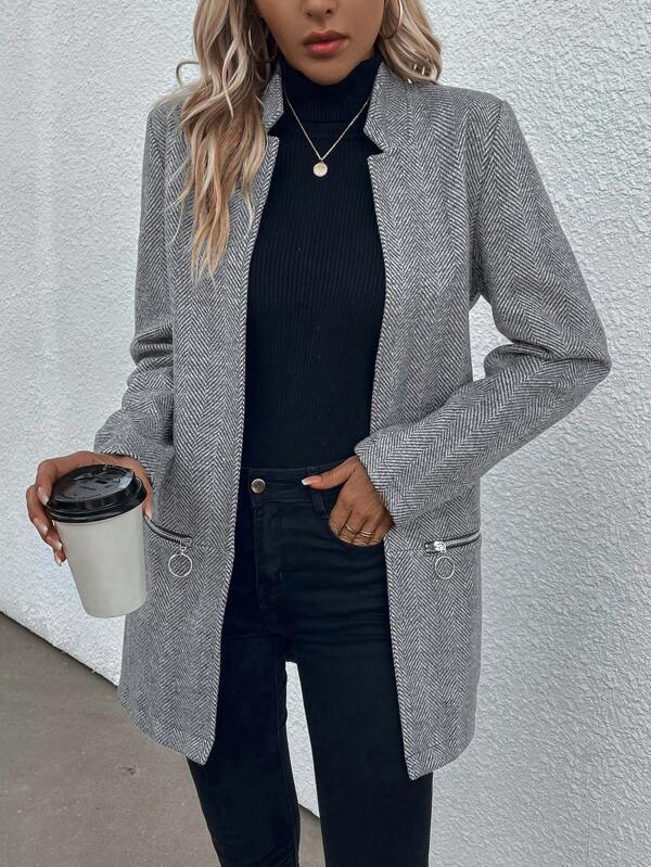 WinterTrend® - Stylish grey jacket with long sleeves