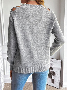 StrickSinn® - Grey plain long-sleeved sweater 