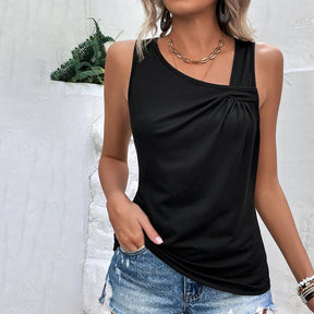 FallStil® - Black plain sleeveless tank top with V-neck