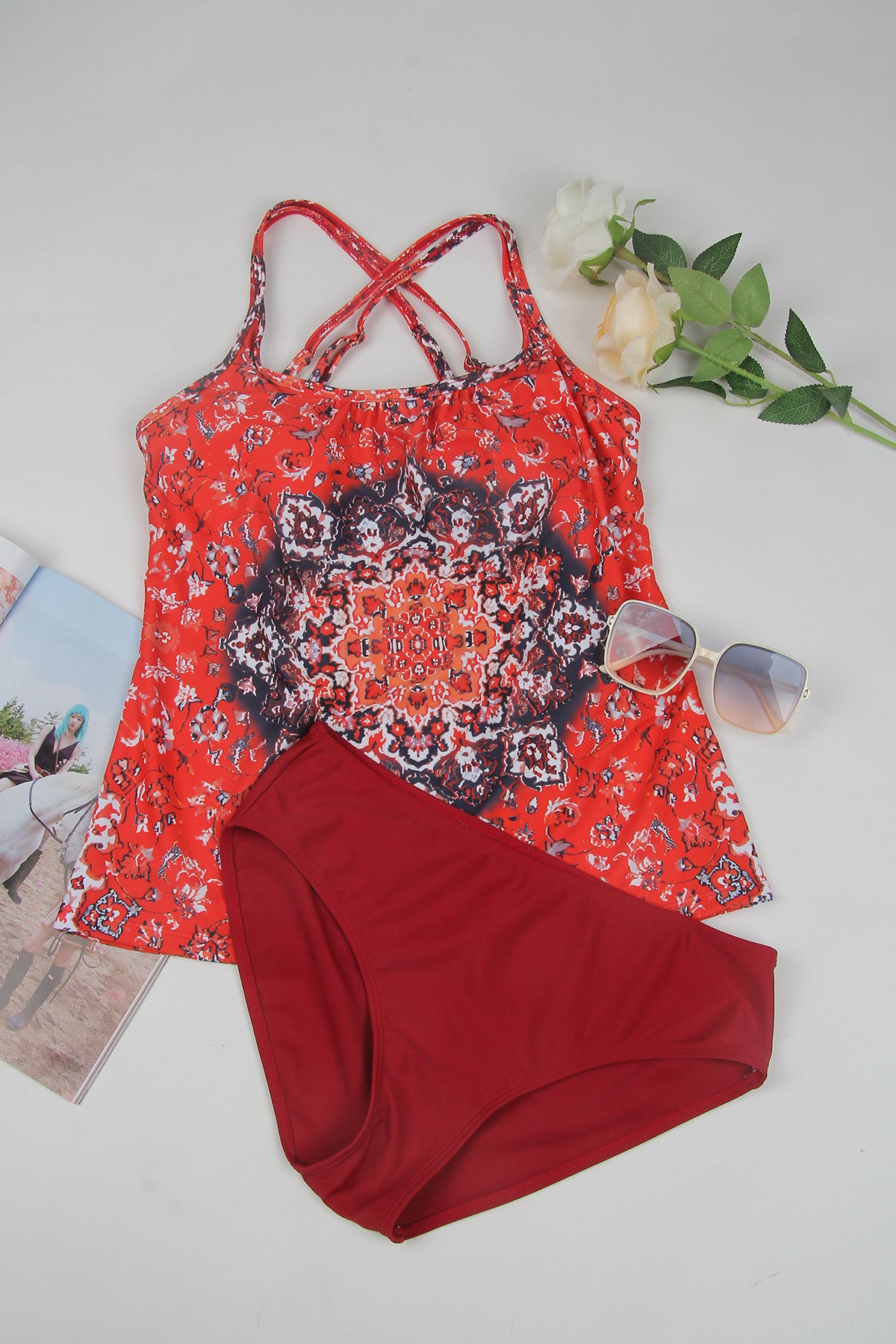 CabanaCouture® - Eye-catching sleeveless red swimwear