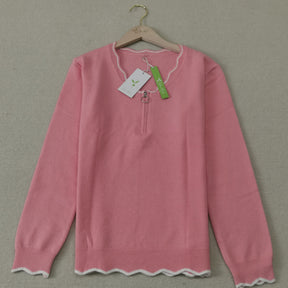 HerbstTrend® - Cute plain pink sweater with V-neck