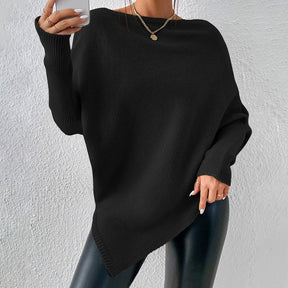 Naturlux® - Simple black long-sleeved sweater with round neck