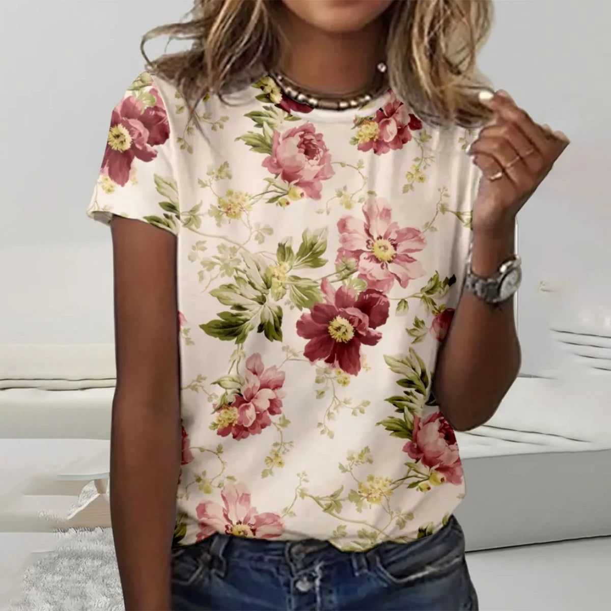 Floral Magic Round Neck Top