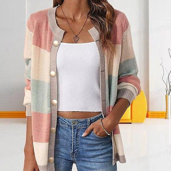 Naturlux® - Cute color block cardigan with long sleeves