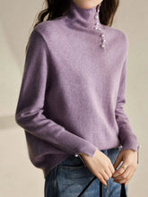 AvaVintage Button Turtleneck Purple