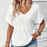 V-neck white top