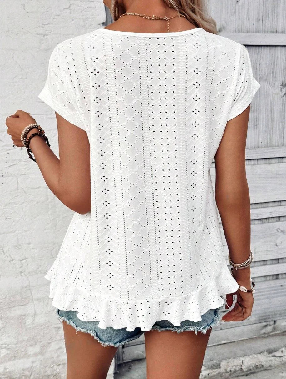 Round neck comfort top white