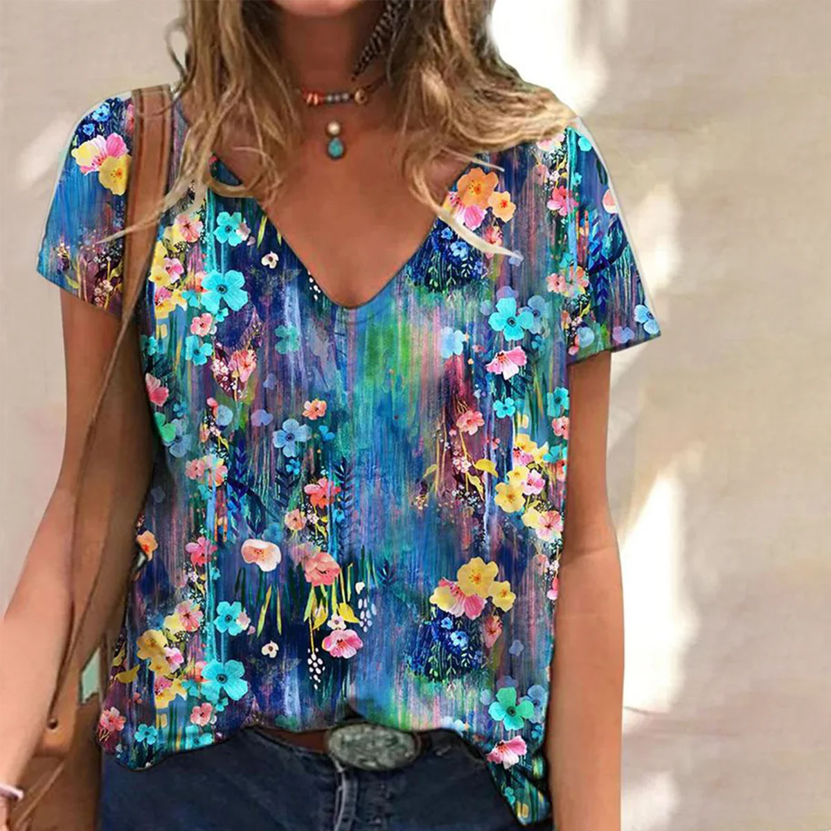 FloralBlue Shirt