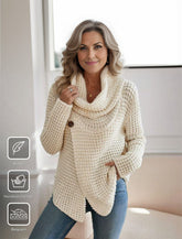 HerbstTrend® - Beige plain sweater with high neckline