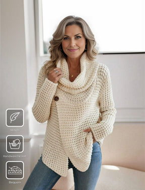 HerbstTrend® - Beige plain sweater with high neckline