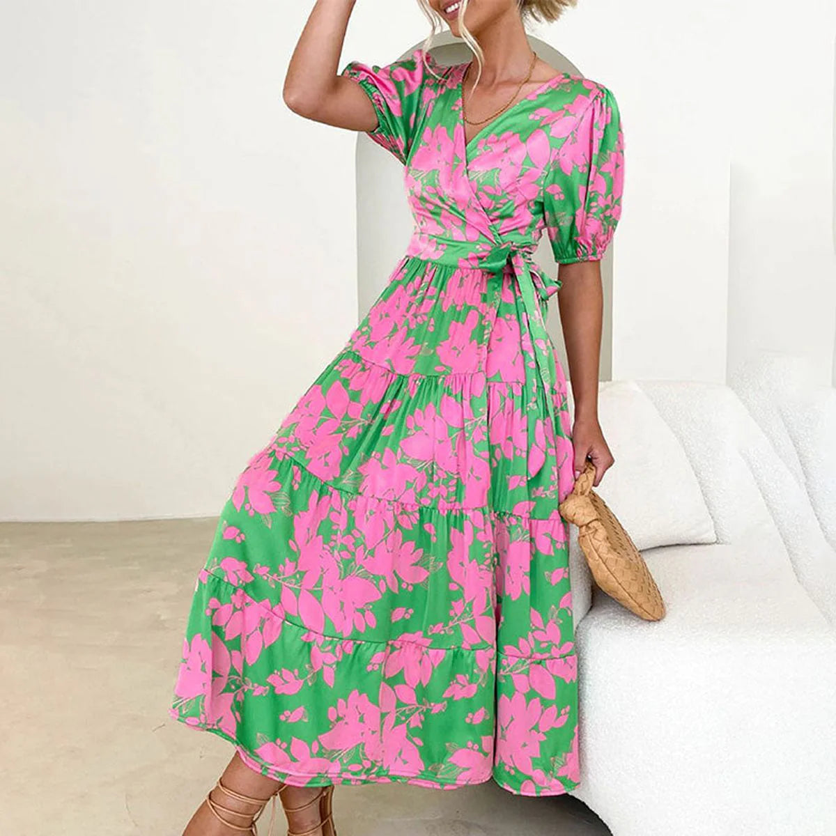 Floral Short Sleeve Maxi