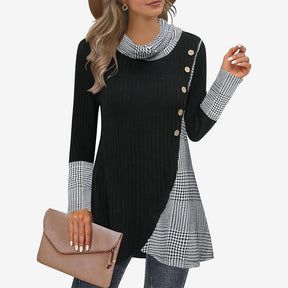 StrickSinn® - Chic long-sleeved houndstooth top