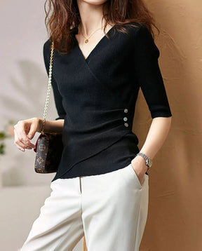 BlackWrap V-Knit Top