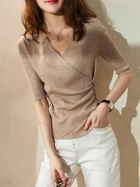 SandWrap V-neck knit top