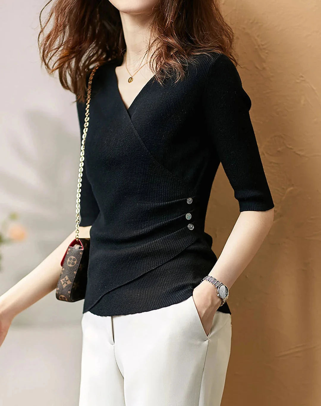 BlackWrap V-Knit Top