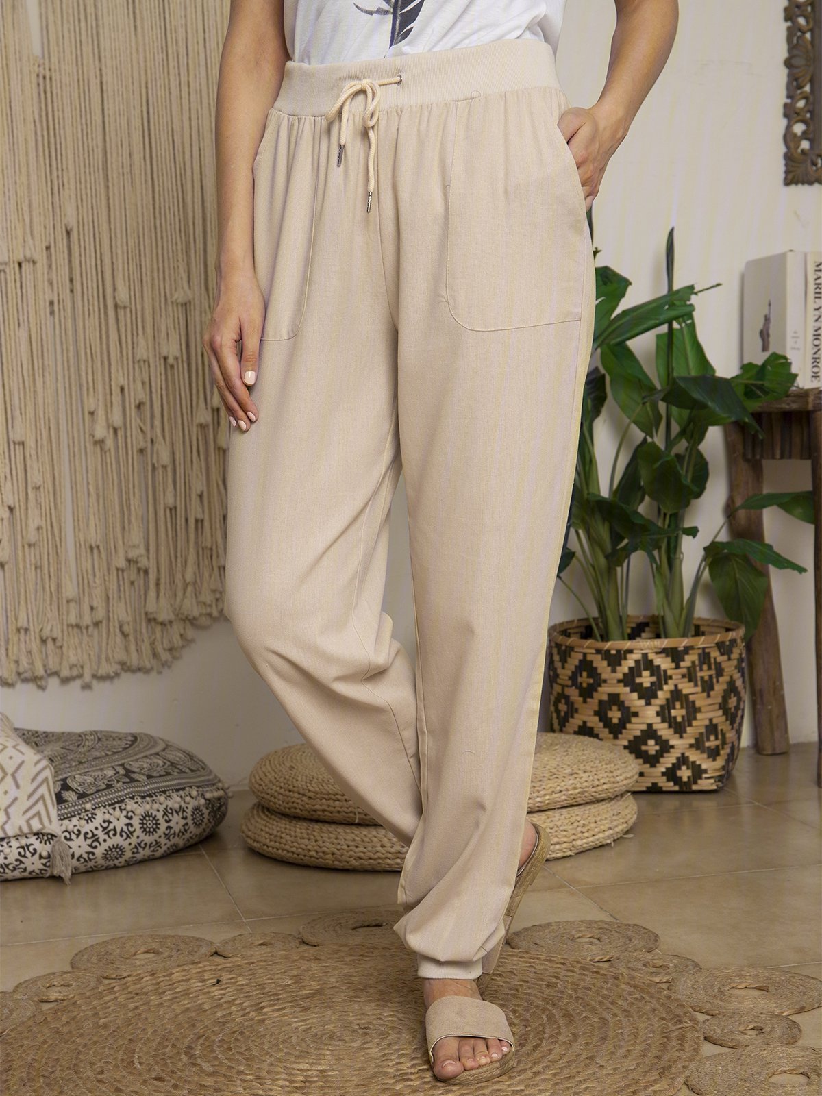 BMC® - Linen Shine The ladies summer trousers with drawstring