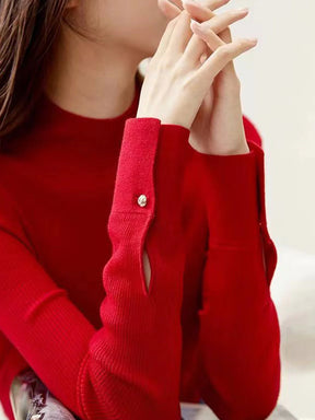 Classic red turtleneck sweater