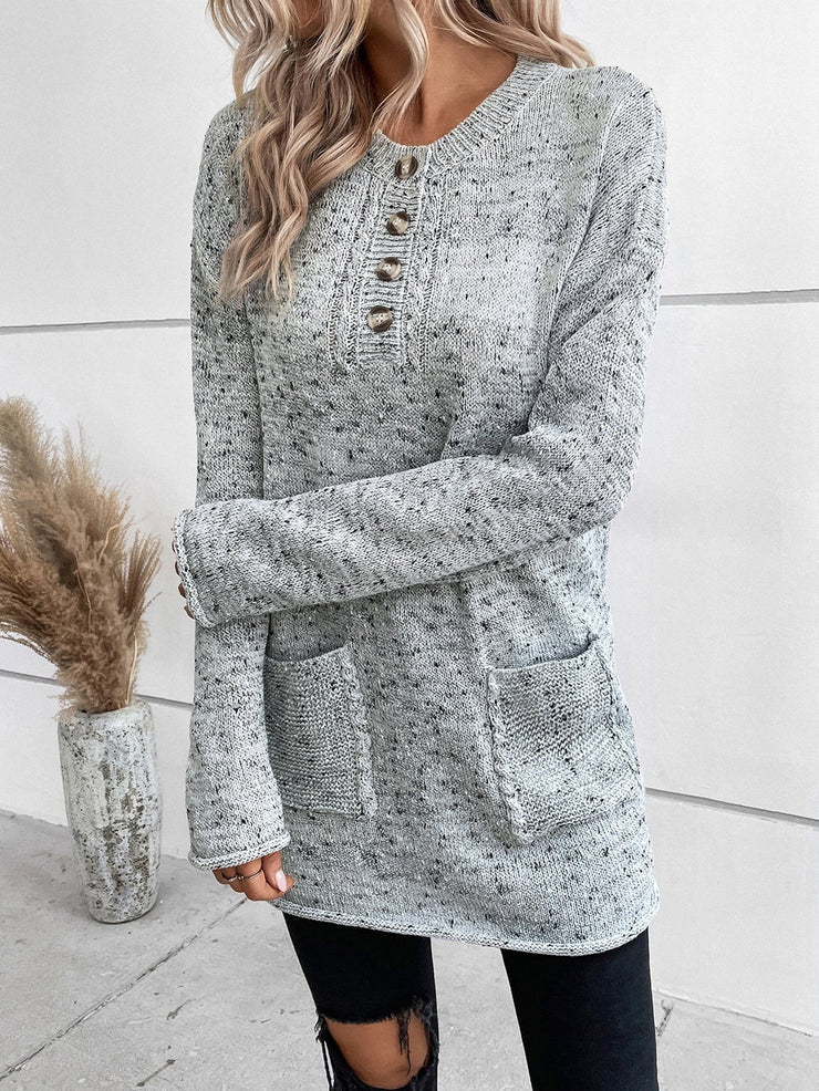 BlütenBliss® - Elegant long-sleeved sweater with V-neck