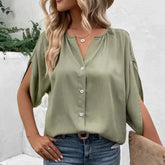 Naturlux® - Modern green plain short sleeve top