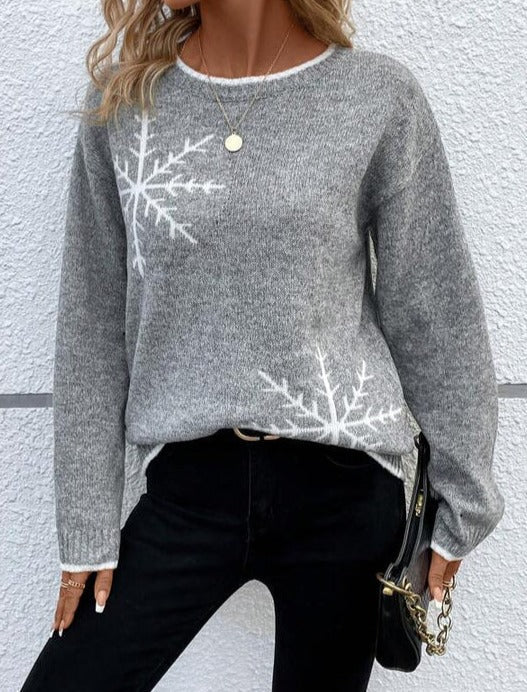 Reverie® - Grey printed crew neck sweater