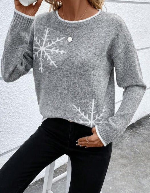 Reverie® - Grey printed crew neck sweater