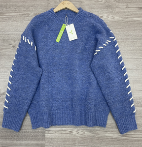 HerbstTrend® - Youthful plain blue long-sleeved sweater