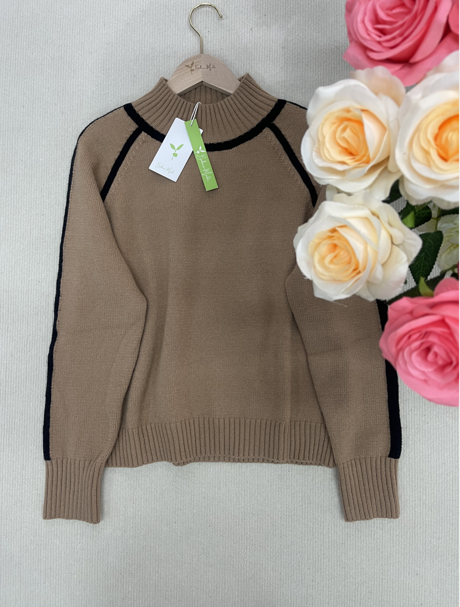 StrickSinn® - Coffee sweater with high neckline