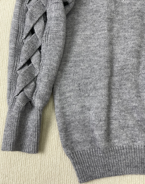 StrickSinn® - Grey plain long-sleeved sweater 