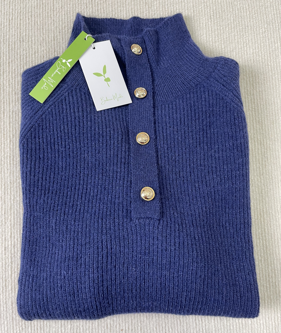 PureWear® - High-necked sweater with long sleeves and button placket