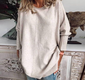 HerbstTrend® - Apricot-colored sweater with round neck