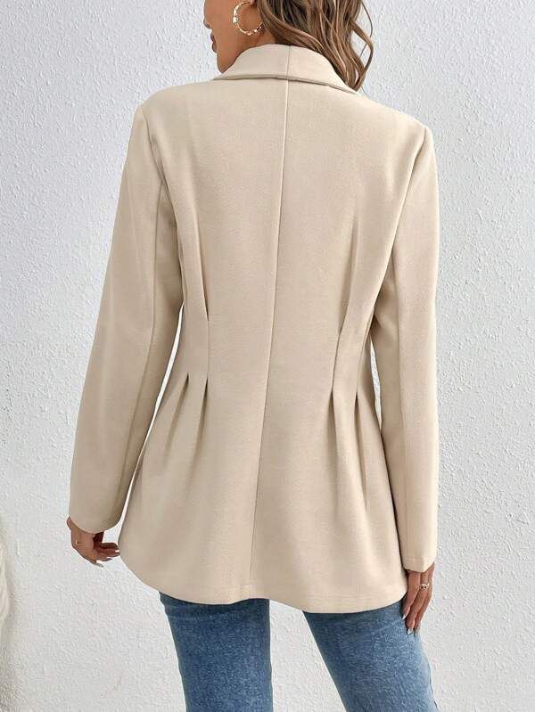 SpringStil® - Apricot Solid Long Sleeve Lapel Jacket