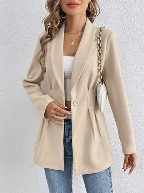 SpringStil® - Apricot Solid Long Sleeve Lapel Jacket