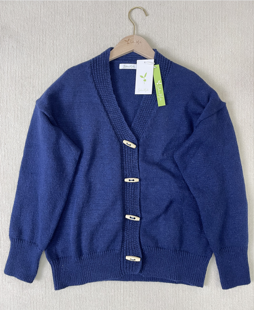 StrickSinn® - Blue plain sweater with long sleeves