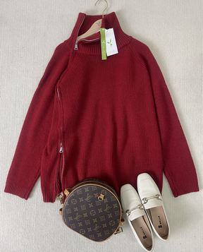 FallStil® - Red solid color high neck sweater