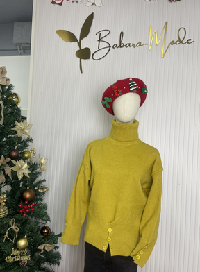 WinterTrend® - Plain sweater with high neckline in sage