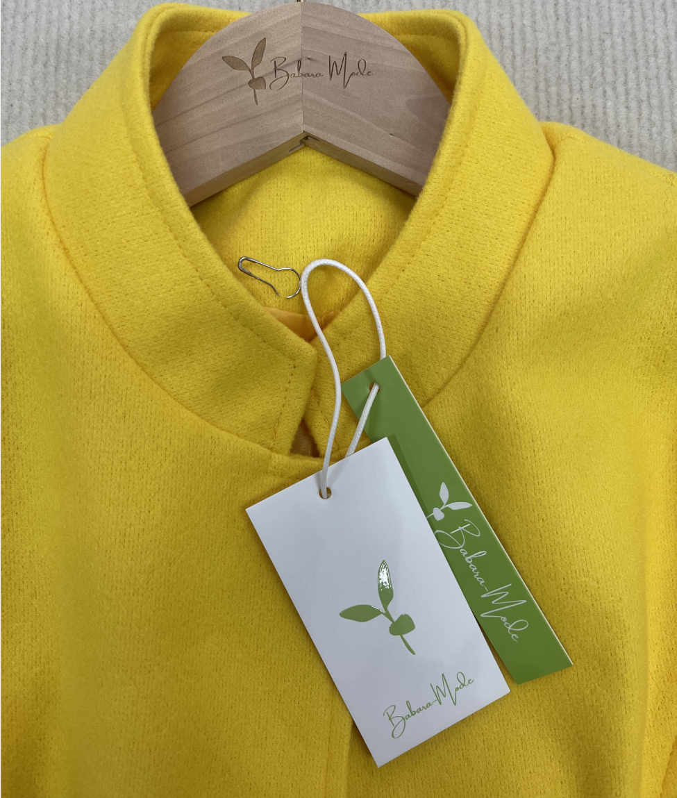 WinterTrend® - Yellow plain cardigan with long sleeves