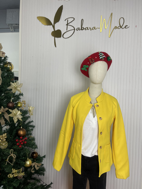 WinterTrend® - Yellow plain cardigan with long sleeves