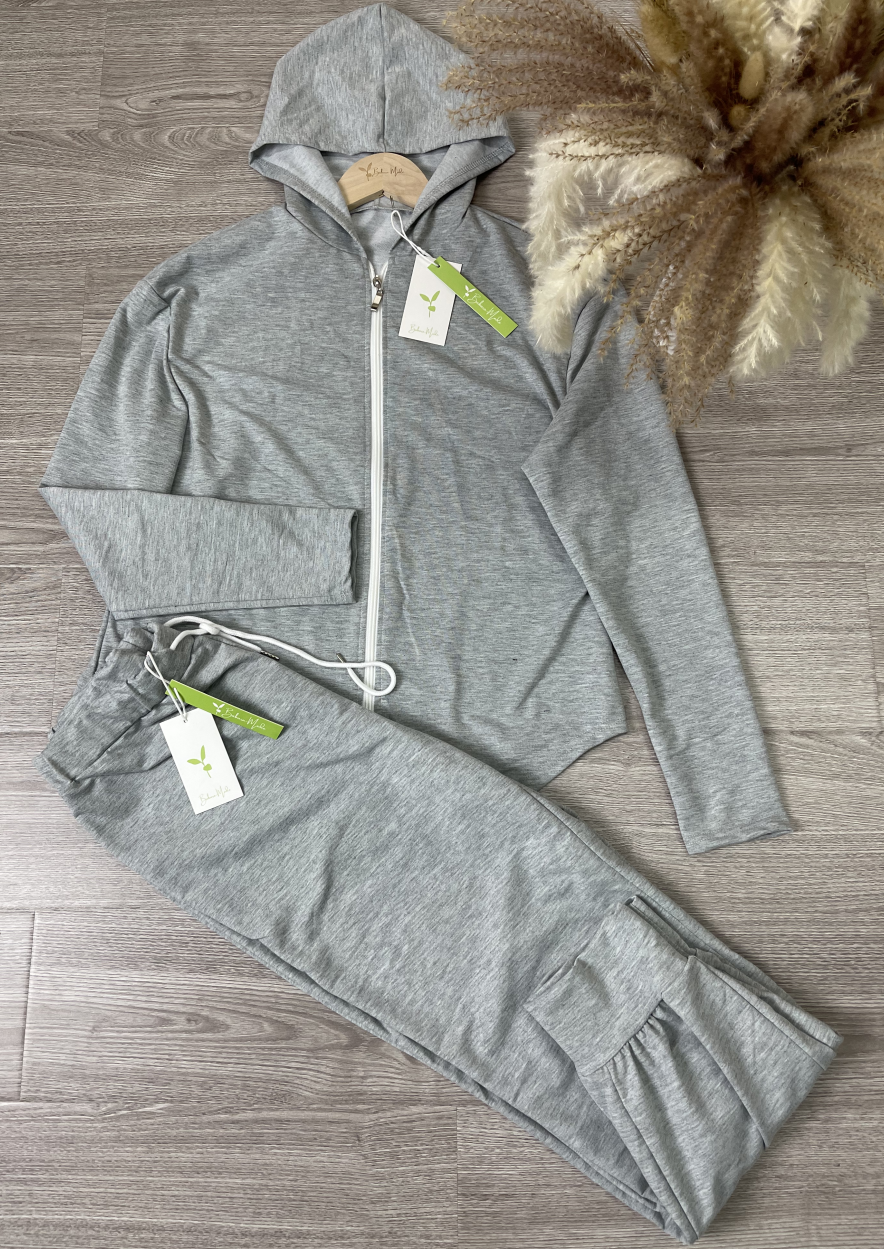 WinterTrend® - Grey plain hoodie lounge set