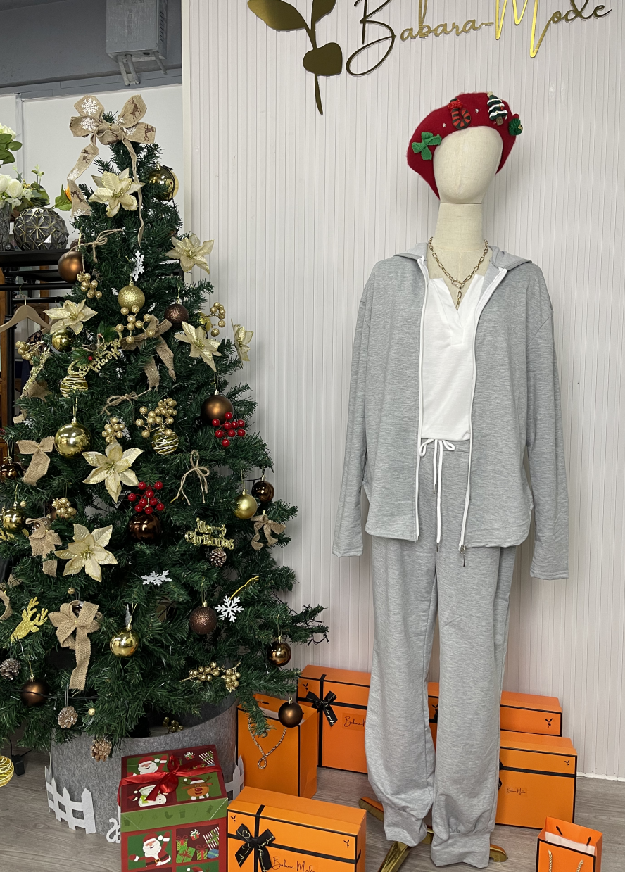 WinterTrend® - Grey plain hoodie lounge set