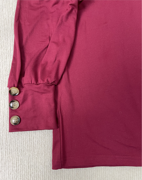 FallStil® - Red solid color long sleeve V-neck top