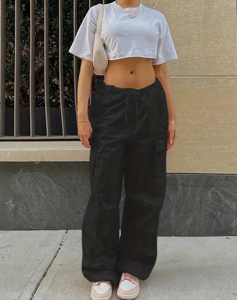 BioBlüte® - Black oversized palazzo urban trousers