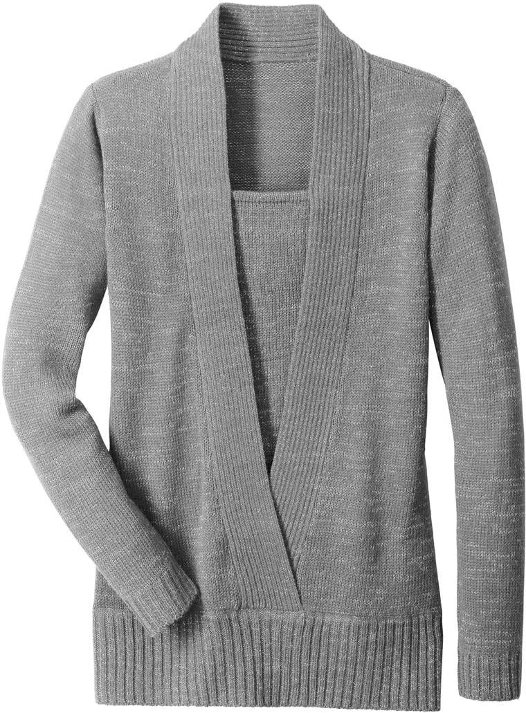 WinterTrend® - Grey long-sleeved V-neck sweater Twofer