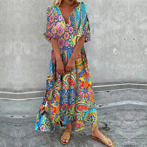 BMC® - Retro Festival Psychedelic Paisley Maxi Dress