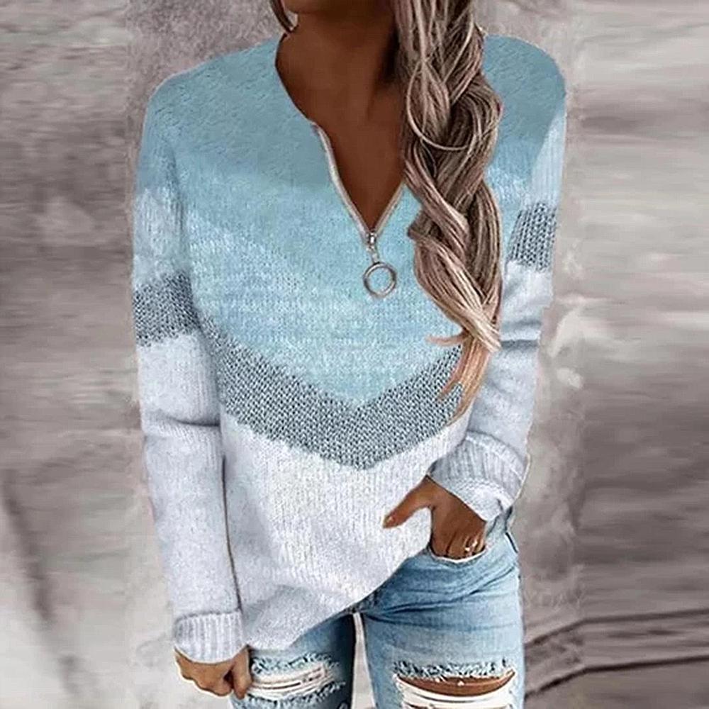 FallStil® - Blue Skies Chevron zip up sweater